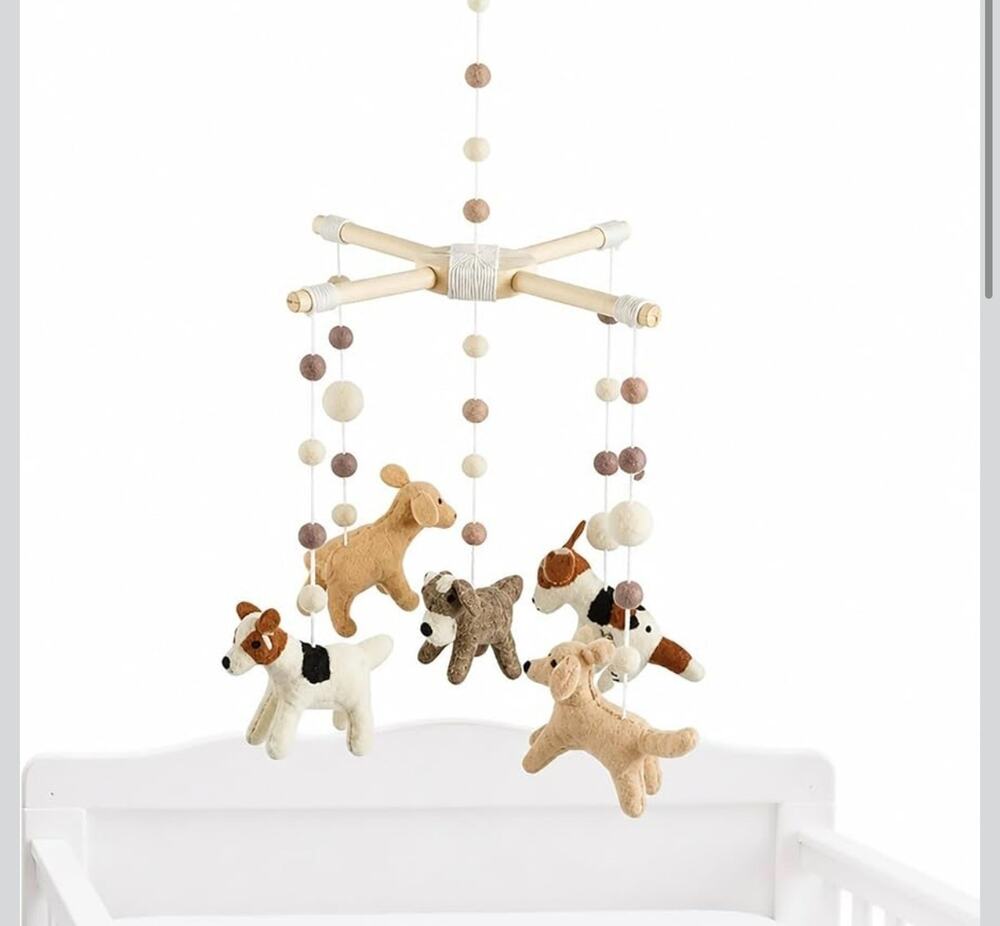 Mud Pie Baby Nursery Puppy Dog Crib Mobile, Multi-Color, NWT